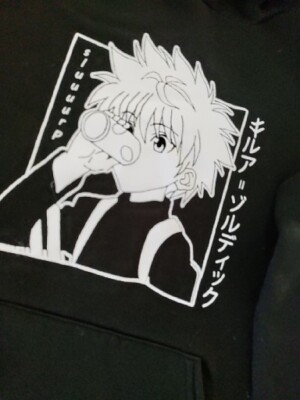 HUNTER×HUNTER Killua Zoldyck Hoodie Black Size M Anime Eye Graphic Streetwear Embroidery Manga Killua Zoldyck Anime Manga Hoodie Black Women's M Hunter V Hunter