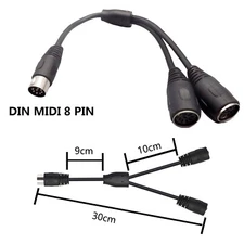 Din 8 Pin Male to 2x MIDI Female Speaker Audio System MIC Signal Control Cable
