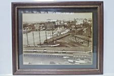 VINTAGE WOODEN FRAMED BLACK WHITE PHOTOGRAPH SYDNEY HARBOUR CIRCULAR QUAY