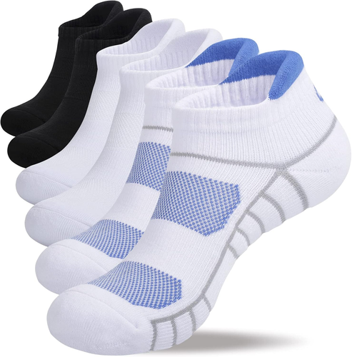 Athletic Running Ankle Socks, Low Cut Cushioned Anti-Blister Tab Sports Socks Me