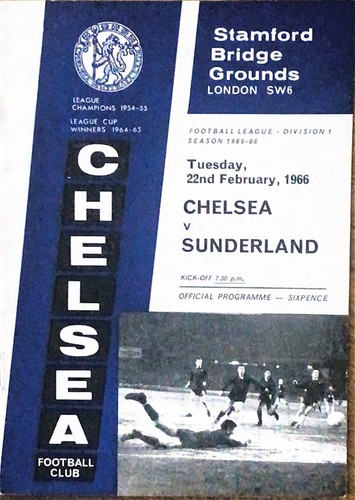Chelsea V Sunderland - 1965/66 Division 1 - 22nd February 1966 - 第 1/1 張圖片