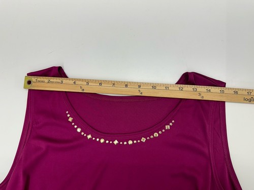 Unbranded Womens Tank Top Size Petite Large Purple Sleeveless Studded Neckline - Picture 6 of 9