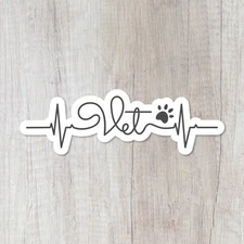 Durable, Glossy Vet Water Bottle Sticker, Waterproof, Veterinary Care, Heartbeat