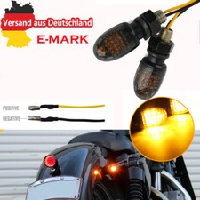 2x Motorrad LED Lenkerenden Blinker E24 Für Harley Chopper E-Prüfzeichen Schwarz