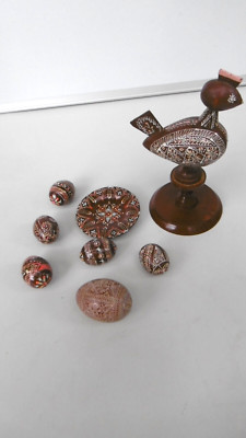 Konvolut Eier und Holzfiguren bemalt