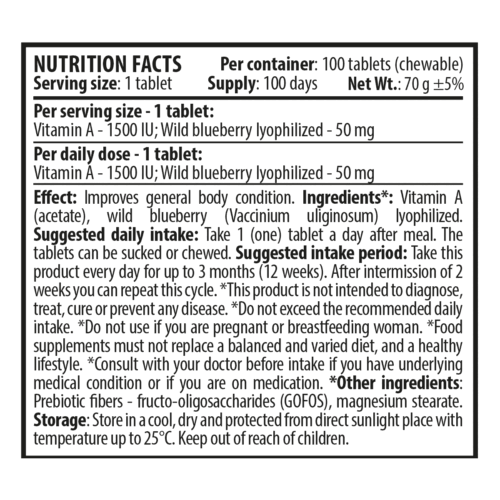 Vitamina A Sistema Inmune Cuidado de la Piel Apoyo a la Salud Ocular Huesos Articulaciones 100 tabletas - Imagen 7 de 7