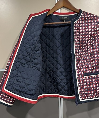 Talbots Reversible Women’sQuilted Jacket Sz M P Navy Red Tailored Career Preppy - Picture 8 of 10