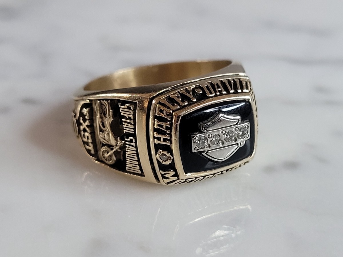 Womens 10k Gold Harley Davidson Motorcycle Diamond Ring 10.8g