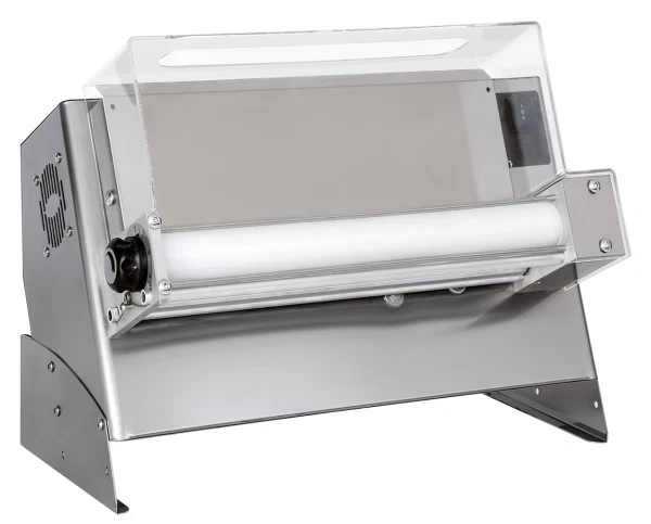 Produktbild von Handbetriebene Blätterteigausrollmaschine RS101 – Teigroller Für Pizza, Brot, Fladenbrot, Kuchen & Samosas – 11 Dickenstufen, Klappbar & Edelstahl