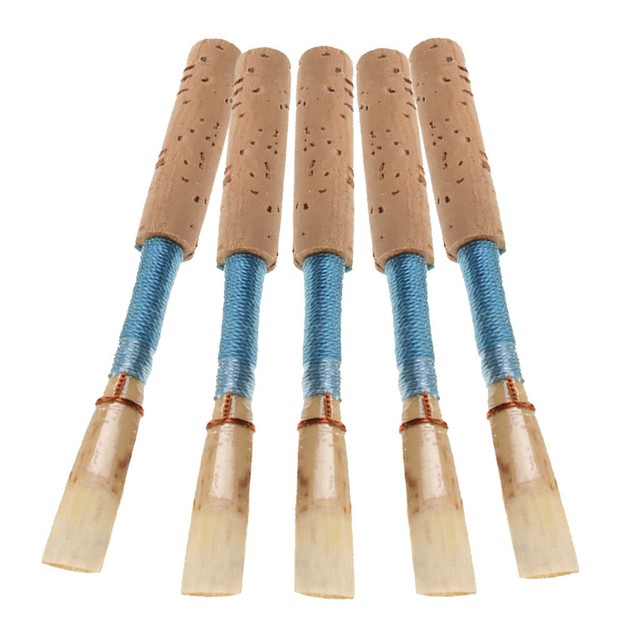 5pcs Oboe Reeds Cork Reed Blue Strength Medium Soft w/ Plastic Tube for