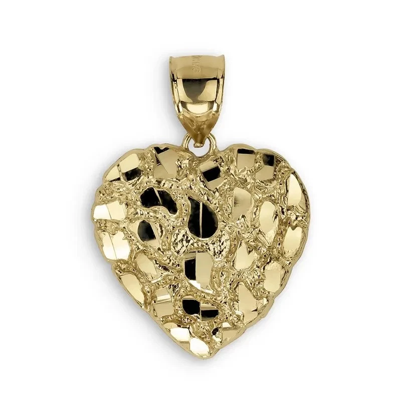 Ciondolo pepita sopra cuore in oro giallo 18 carati da uomo con collana... - Immagine 3 di 4