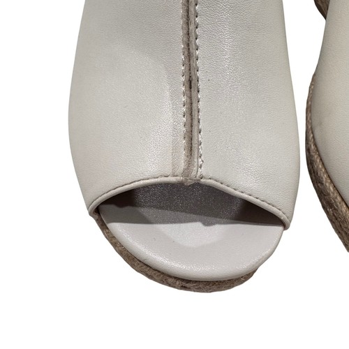 NEW Comfortview Women's 7.5 Braelyn White Espadrille Peep Toe Wedge Heel Sandal - Picture 5 of 8