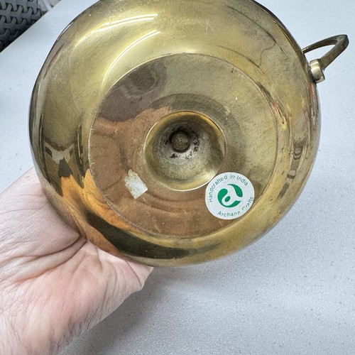 Vintage Messing Kerzenständer/Säulenhalter Teller mit Griff und Tropfteller Indien - Bild 3 von 8