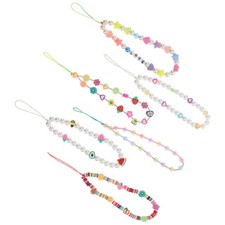 6 Pcs Beaded Phone Chain Charm String Wristlet for Handmade Cell