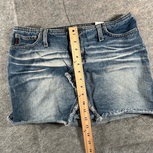 Mudd Skirt Womens Size 11 Blue Distressed Frayed Hem Y2K Grunge Mini Micro 2000s - Picture 7 of 10