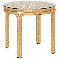Beistelltisch Aus Polyrattan Runder Couchtisch Mit Glas Tischplatte Nachttisch