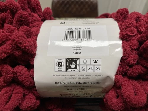 Yarnspirations Blanket-EZ Burgundy Jumbo Yarn 100% Polyester 4 Lot of Skeins image 2