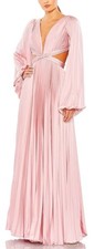 Ieena for Mac Duggal Pink Long Sleeve Pleated Cutout Gown 26737 Size 2 NWT