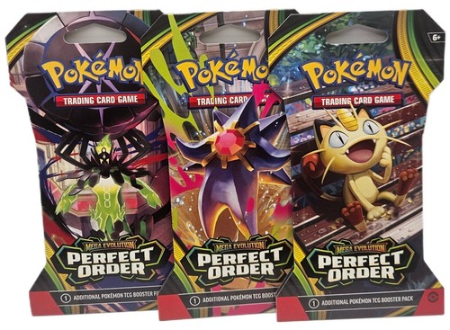 Pokemon Mega Evolution Orden Perfecto Sellado Manga Booster Paquete de 3 Arte - Imagen 1 de 2