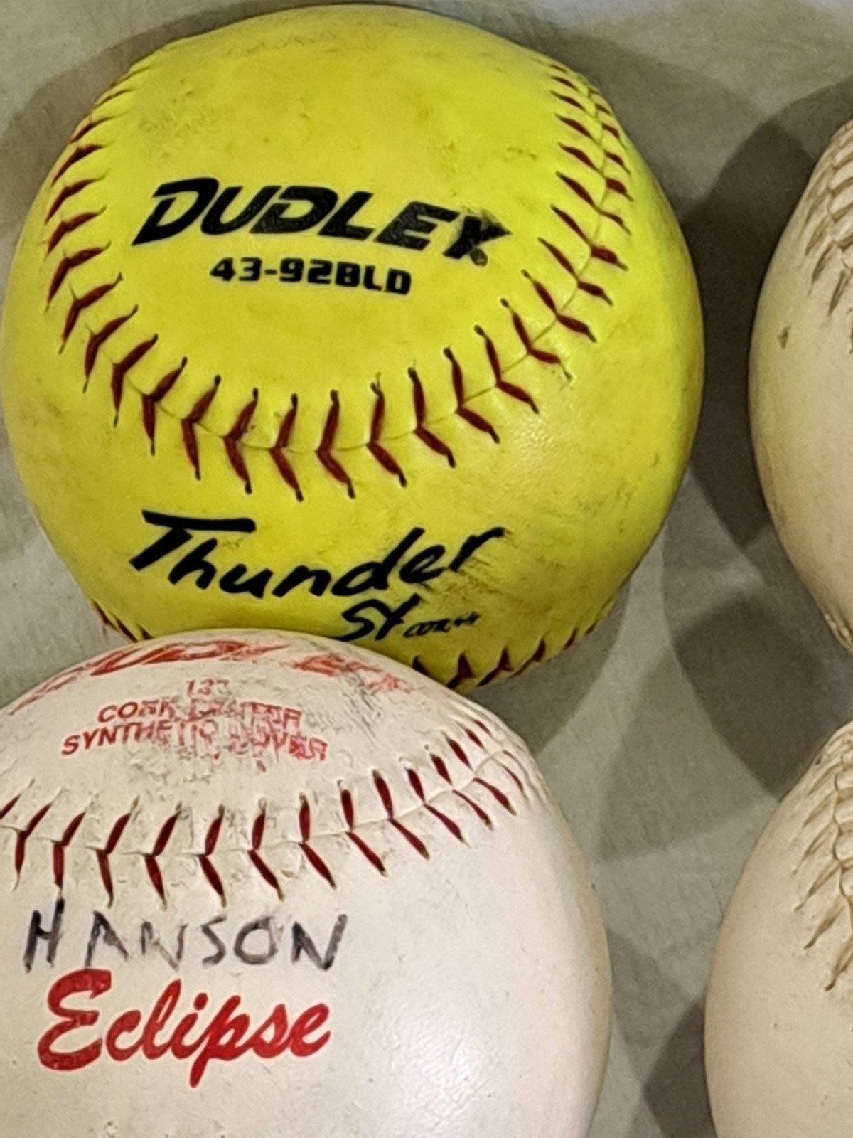 Lot of 4 Worth Official League & Dudley Thunder SX Softballs - Preowned
