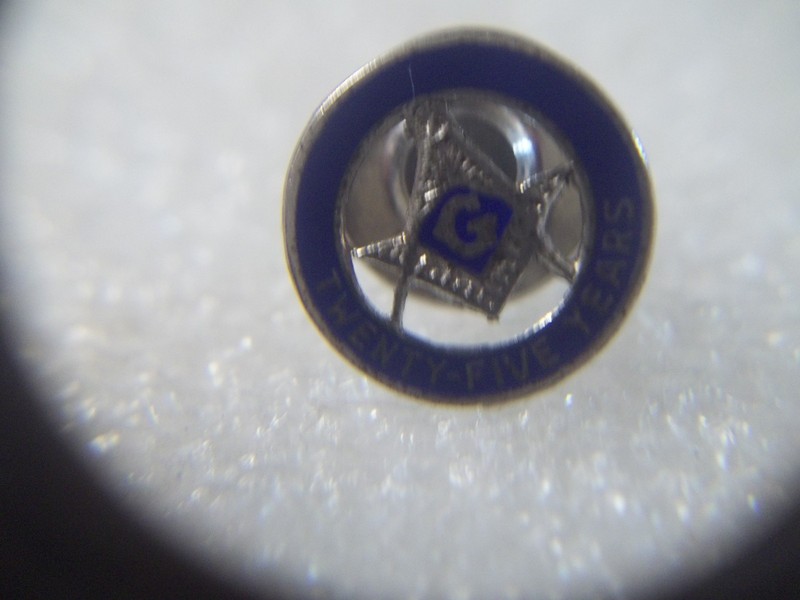 Vintage Freemason Mason 25 Year Member Award Lapel Pin -STERLING.