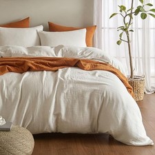 Muslin Duvet Cover Size, 100 Washed Cotton Duvet Cover Set, Queen A-white