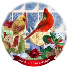 Northern Cardinal Porcelain Ornament Pet Gift 'Santa. I Can Explain '