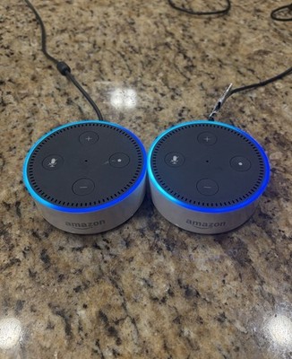 Lot of 2 Amazon Echo Dot 2nd Gen Smart Speakers RS03QR White - No Cords