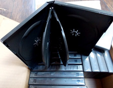 LOT OF 17 BLACK EMPTY 6 DVD DISC CASES WITH CLEAR SLEEVES