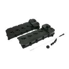 Ford 5.0L Coyote Mod Motor Fabricated Black Aluminum Valve Covers w/ Dipstick