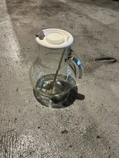 glass pitcher with handle, lid and stirrer