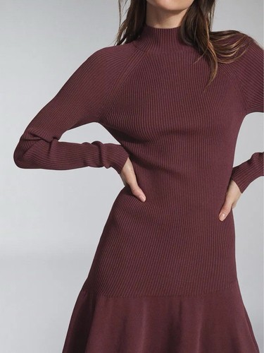 Reiss Clary flippiges Kleid in Beere, Small - Bild 5 von 5