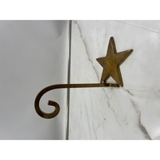 Vintage Brass Star Christmas Stocking Holder Mantel Hook Made in India Gold