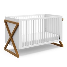 Convertible Crib 3-in-1 White Vintage Driftwood 4 Heights Storkcraft Adjustable