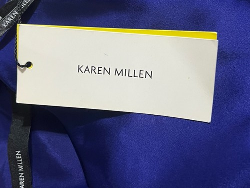 Karen Millen Royal Blue Cocktail Sheath Dress Size US 6 Satin Sleeveless NWT - Picture 6 of 10