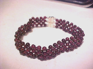 Signed 8" Long Jay King DTR Mine Finds 5 Row Tiny Garnet Gemstone Bead Bracelet
