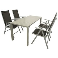 Garten Sitzgruppe 5Tlg Aluminium GartenmöBel Klappstuhl Set Hochlehner Essgruppe