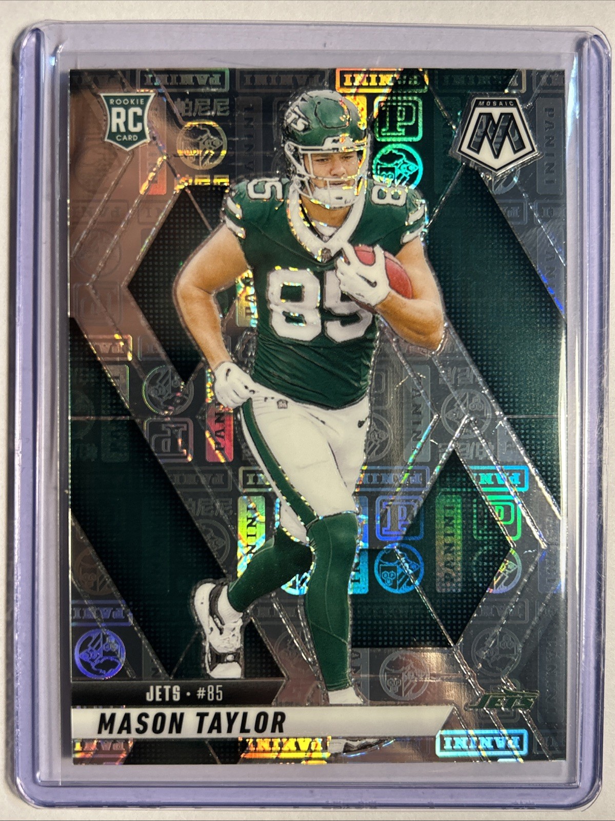2025 Panini Mosaic Football Silver Knight Prizm /149 RC Mason Taylor #324 Jets