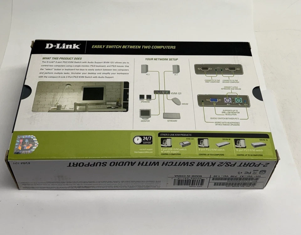 SEALED NEW D-Link (KVM-121) 2-Port PS/2 KVM Switch with Audio Support - Image 4 of 4