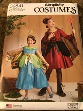 🌼 SIMPLICITY #S9841 - GIRLS PEACOCK & DEVIL DRESS/CAPE COSTUME PATTERN  7-14 FF