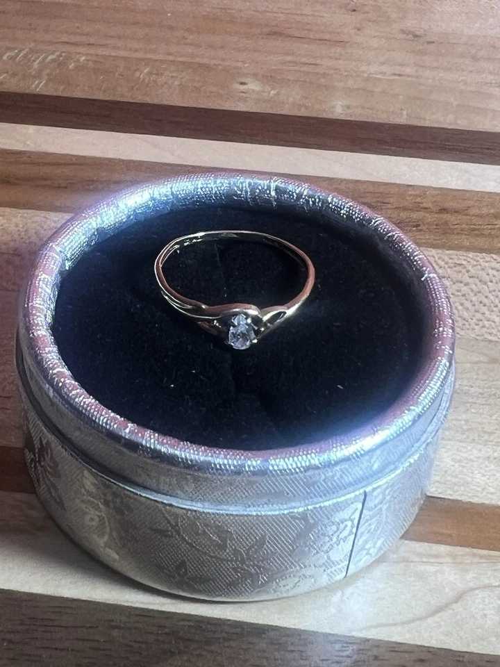 Anillo de zafiro natural de oro amarillo de 10 quilates talla 8 joyería fina vintage elegante regalo Foto 2 de 4