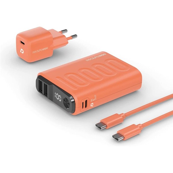 Realpower PB10000 Powerpack Orange Pd Ladeset Powerbank 10000 USB-C LadegeräT-image