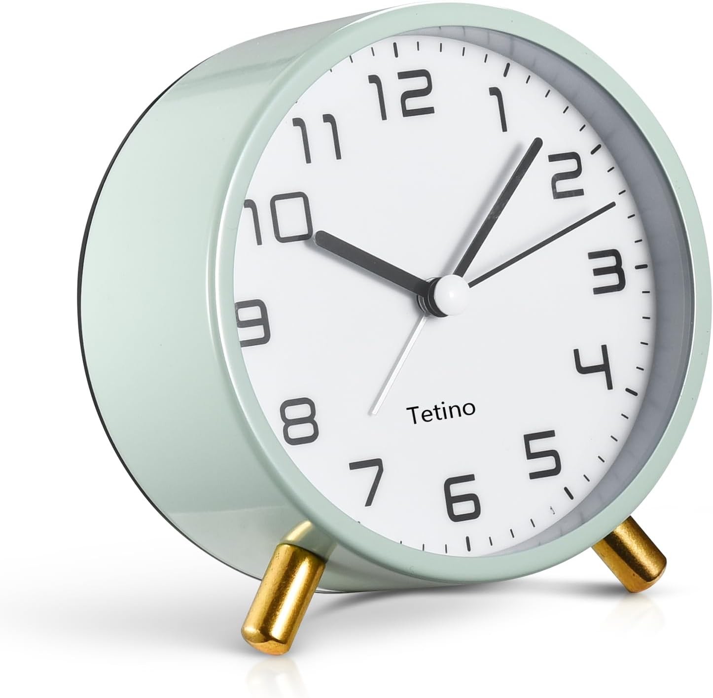 Analog Alarm Clocks,Retro Metal Desk Silent Non Ticking Small Clock with Night L