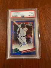 2023 DONRUSS JAMES WOOD OPTIC RATED PROSPECT AUTO BLUE # 67/75 PSA MINT 9 RARE