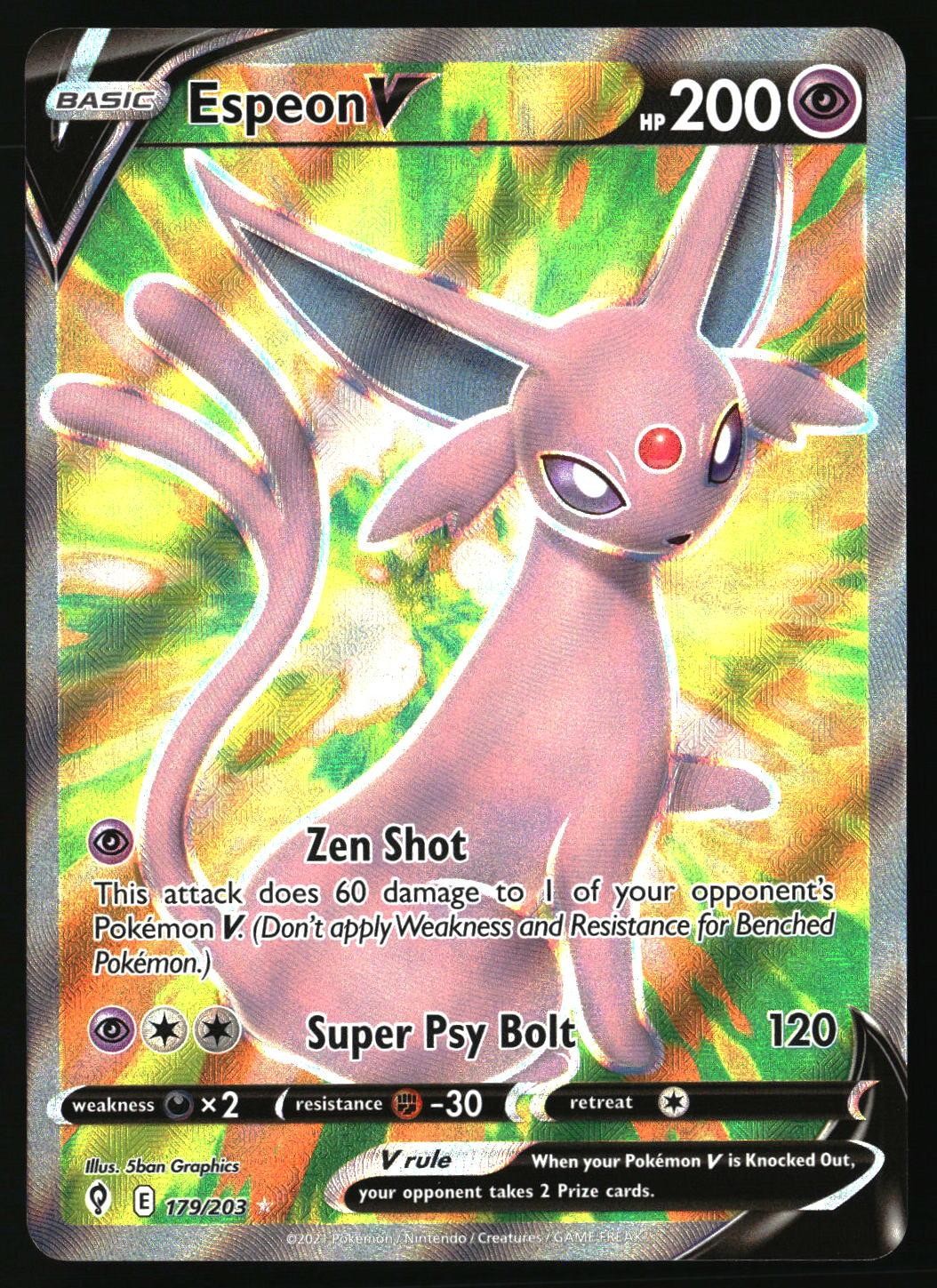 Espeon V 2021 Sword & Shield: Evolving Skies #179/203 Holo (Full