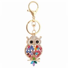 Multicolor Crystal Owl Keychain or Bag charm rhinestones Colorful Owl trendy