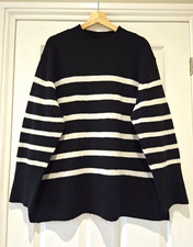 H&M Mama Women’s Black & White Striped Knit Round Neck Jumper - Maternity L
