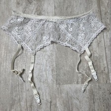 Vintage Cinema Etoile White Lacey Garter Belt Size Medium