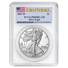 2023-W $1 1-oz Proof American Silver Eagle PCGS PR69DCAM FS Flag Label White