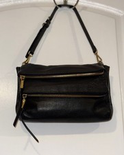 Vince Camuto Women’s Black Shoulder Bag Gold Hardware Zip Adjustable Strap